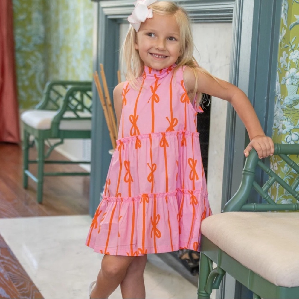 The Oaks Apparel Co Addison Pink Bow Dress EUC size:4T